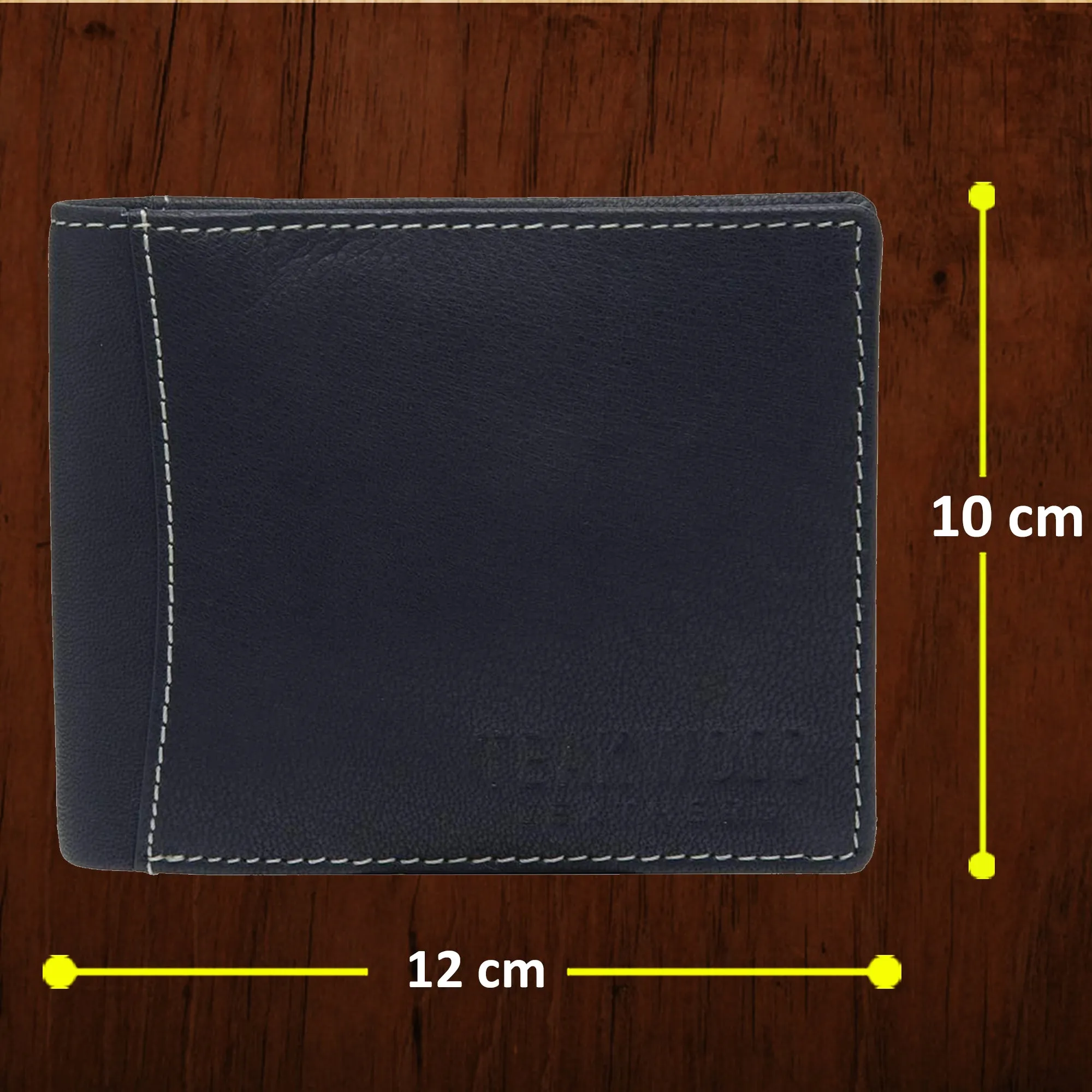 Teakwood Men Genuine Leather Blue Bi fold wallets