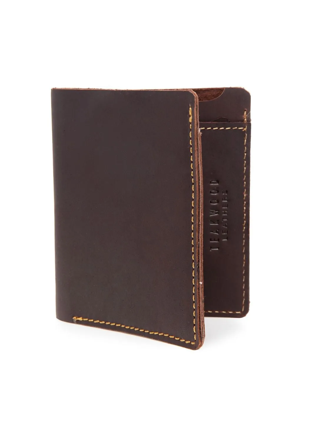 Teakwood Men Genuine Leather Brown Bi fold Wallets