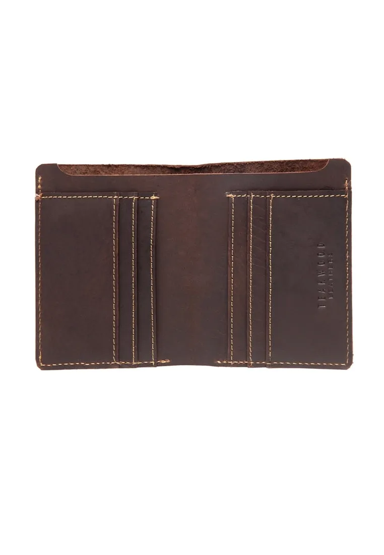 Teakwood Men Genuine Leather Brown Bi fold Wallets