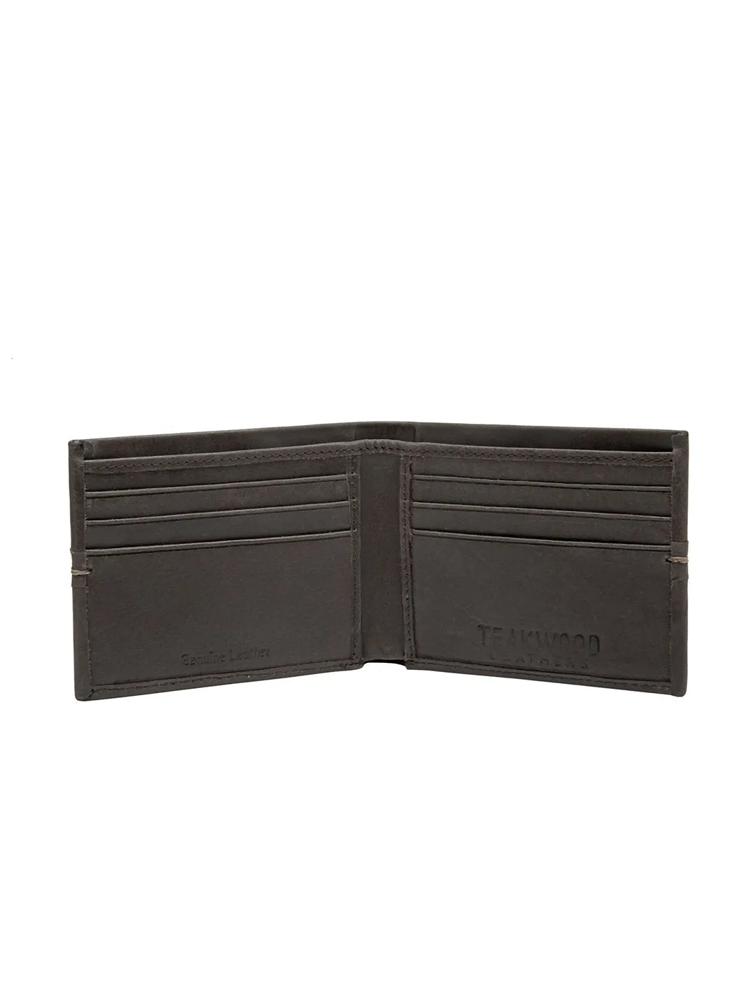 Teakwood Men Genuine Leather Chocolate Brown Bi fold wallets