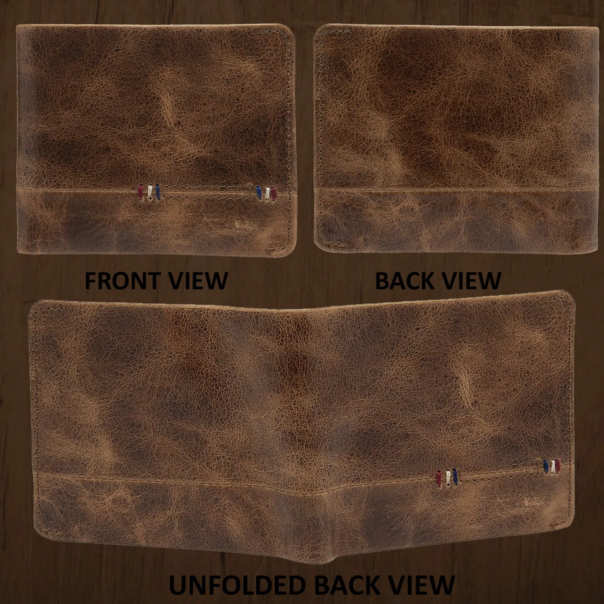 Teakwood Men Genuine Leather Crunch Brown Colour Bi Fold Wallets - Clearance sale