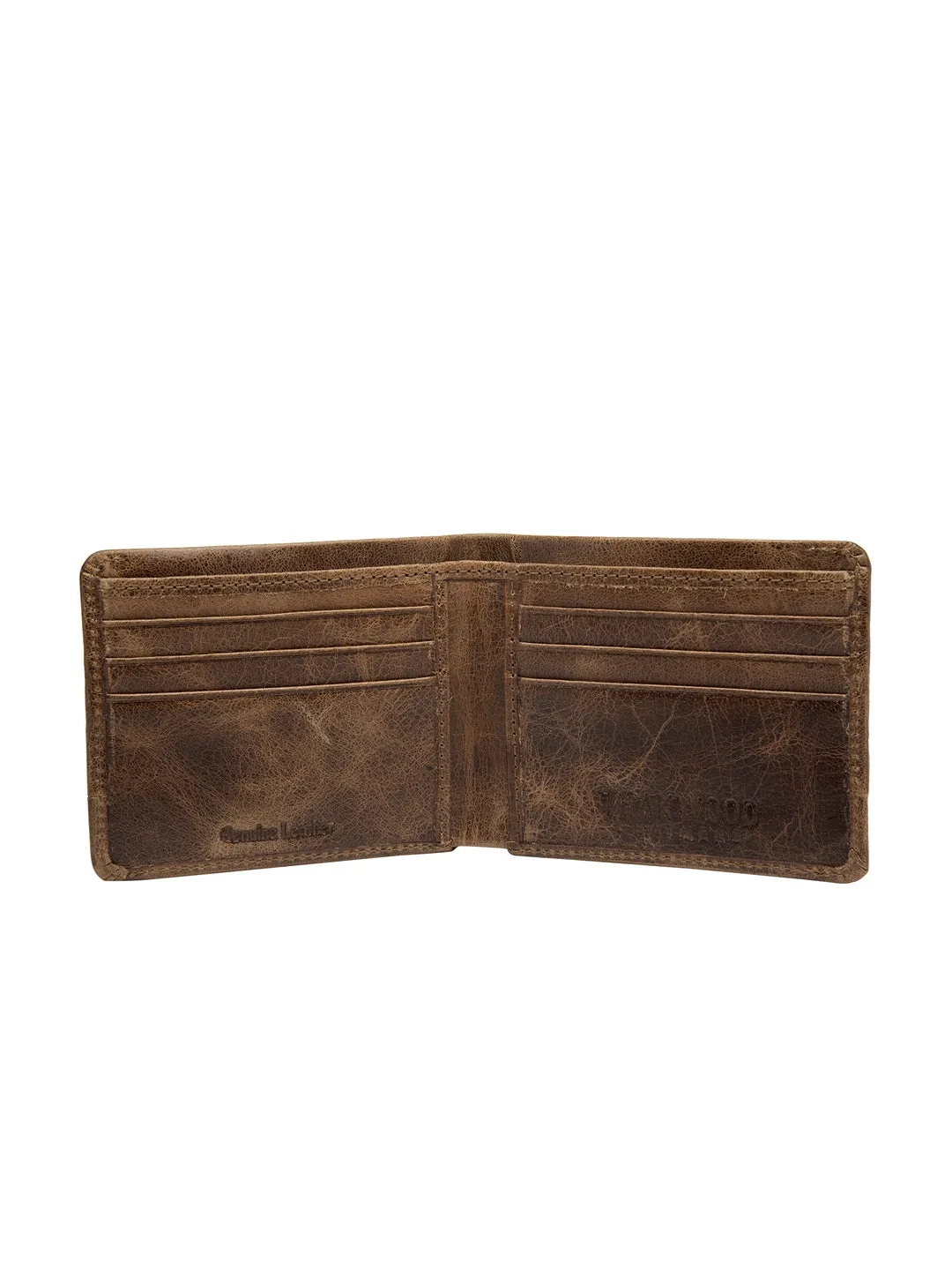 Teakwood Men Genuine Leather Crunch Brown Colour Bi Fold Wallets - Clearance sale