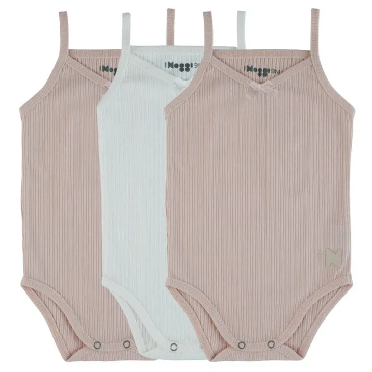 UnderNoggi Mauve + White Ribbed Baby Undershirt- Girls