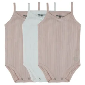 UnderNoggi Mauve + White Ribbed Baby Undershirt- Girls