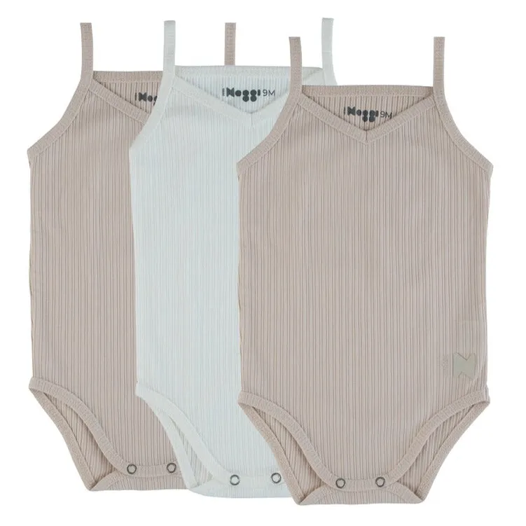 UnderNoggi Taupe + White Ribbed Baby Undershirt- Boys