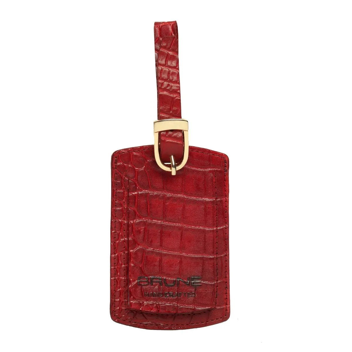 Wine Croco Print Leather Bags Tag by Brune & Bareskin