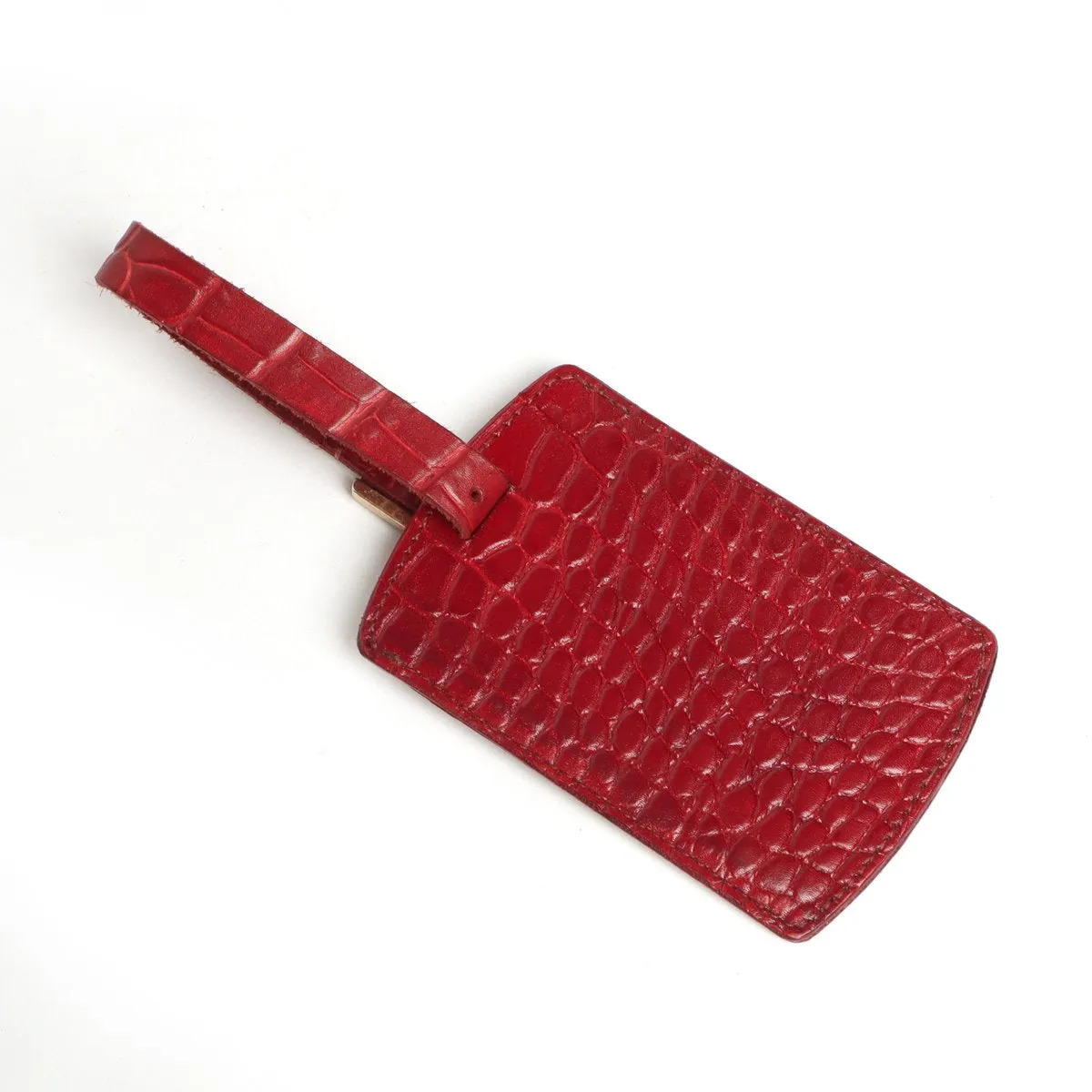 Wine Croco Print Leather Bags Tag by Brune & Bareskin