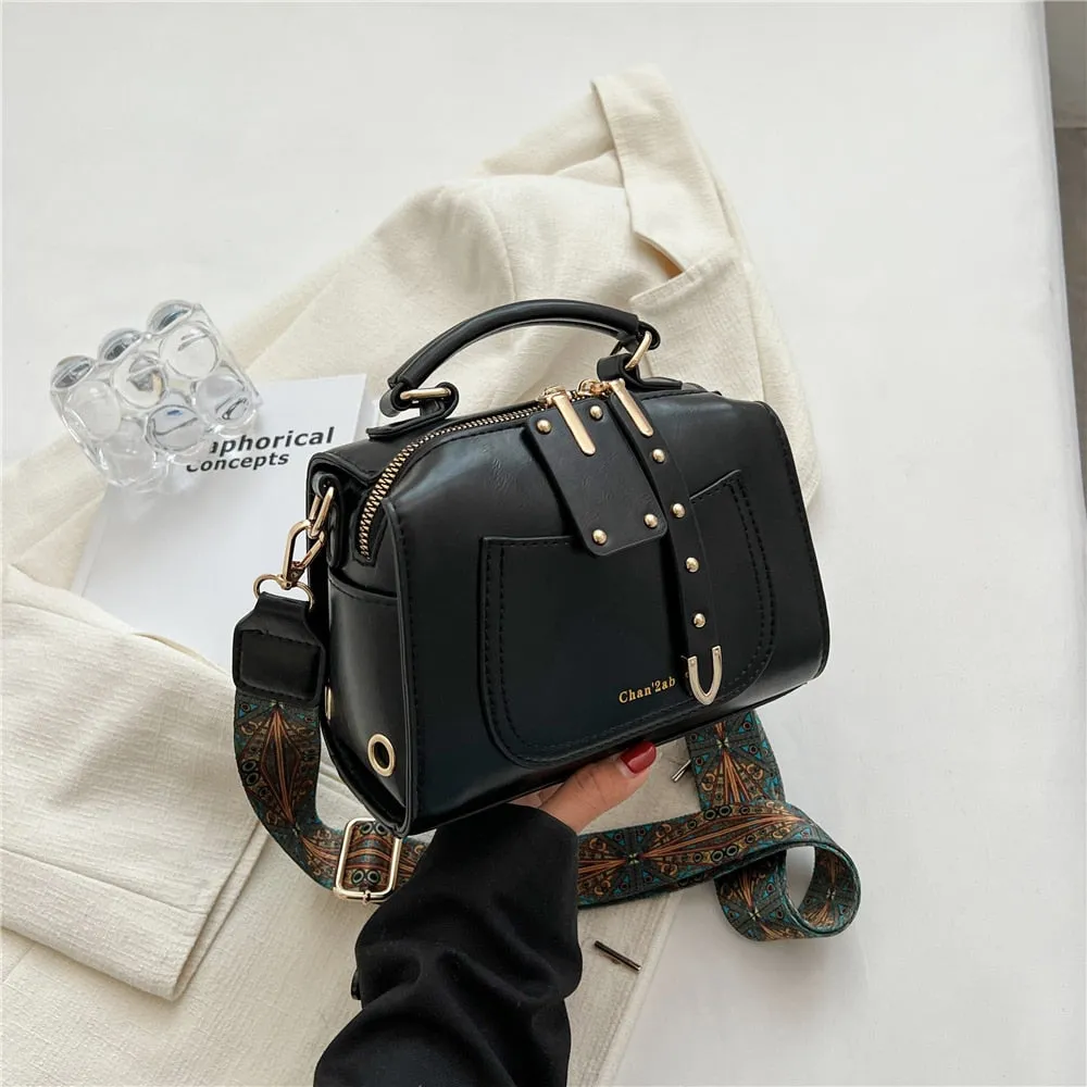 Women's Moto Biker Rivet zipper Pocket Crossbody Shoulder Handbag