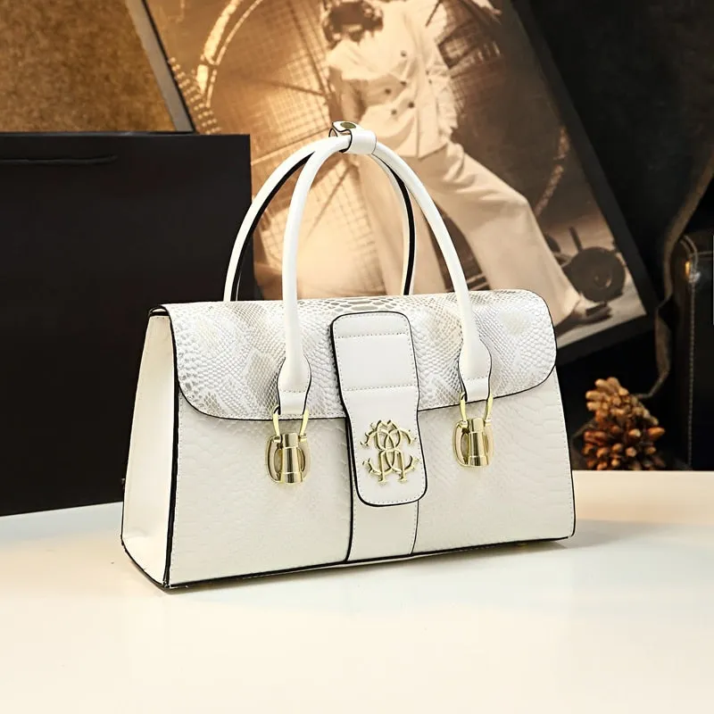 Women's Serpentine Pattern Leather Pillow Shape Shoulder Handbag