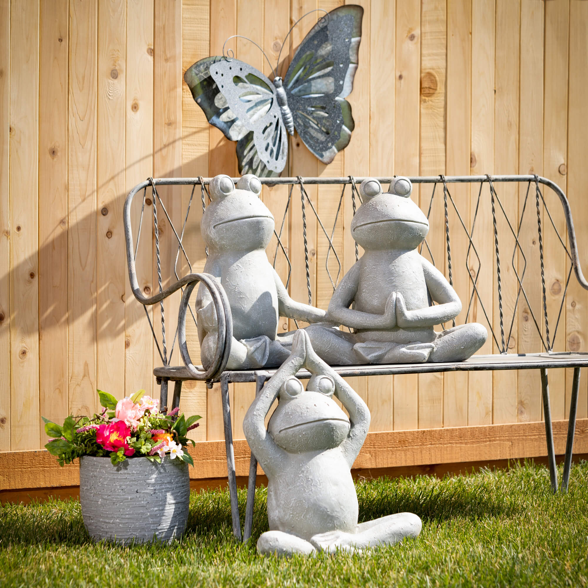 Yoga Frog Garden Statue Set 3