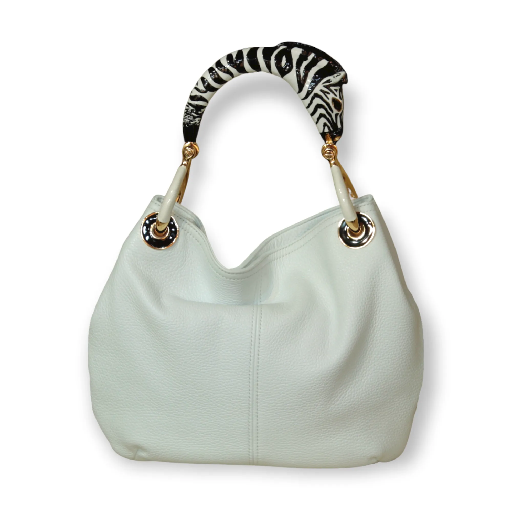 ZEBRA WITH WHITE NAPPA LEATHER SMALL HANDBAG